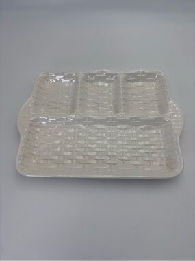Rare Vintage California Pottery Divided Basket-Weave Serving Tray